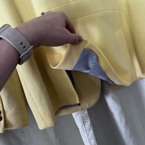 Talbots Butter Yellow Aberdeen Blazer Cotton Blend Size 14P - Picture 7 of 13